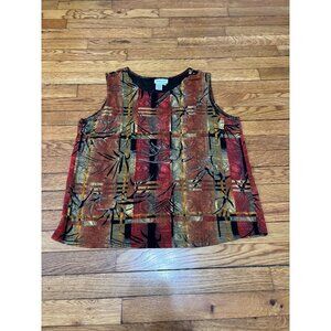 Coldwater Creek Womens Tank Top Plus Sz 2X Autumn Fall Colors Stretch Rayon